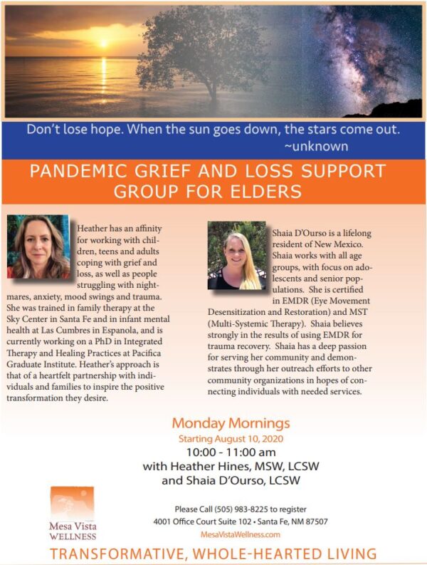 Pandemic Grief and Loss Support Group for Elders Mesa Vista Wellness